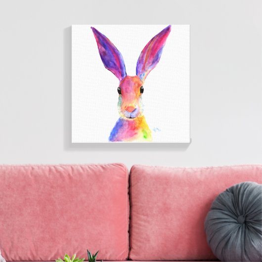 Happy Hare 'Jelly Bean' van Shirley MacArthur Canvas Afdruk (Insitu (Woonkamer))