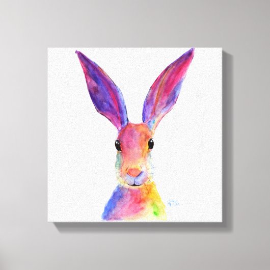 Happy Hare 'Jelly Bean' van Shirley MacArthur Canvas Afdruk (Voorkant)