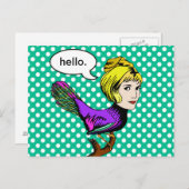 Happy Harpy Anthropomorphic Bird Briefkaart (Voorkant / Achterkant)