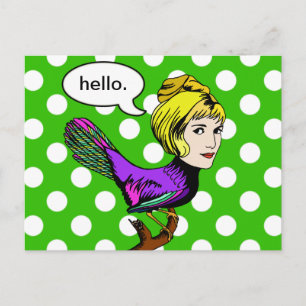 Happy Harpy Anthropomorphic Bird Briefkaart