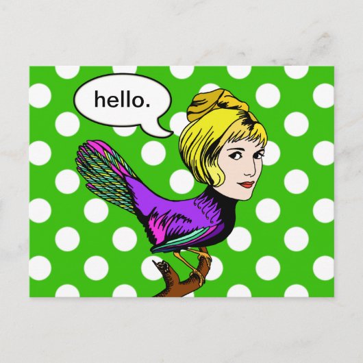 Happy Harpy Anthropomorphic Bird Briefkaart (Voorkant)