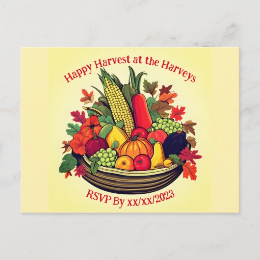 Happy Harvest Cornucopia Uitnodiging Briefkaart (Voorkant)