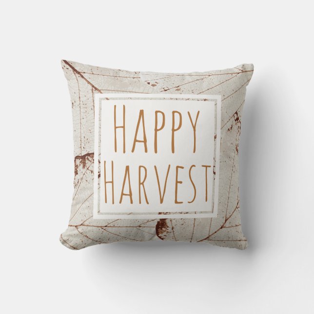 Happy Harvest Leaf Skeletons - Gepersonaliseerd Kussen (Voorkant)
