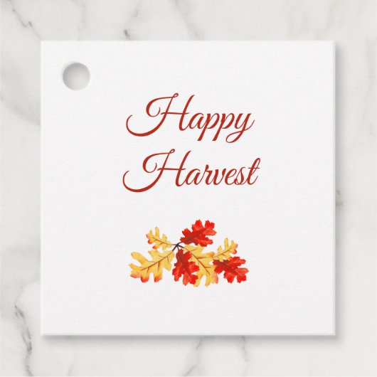 Happy Harvest Red Gold Leaves Bedankjes Labels (Voorkant)