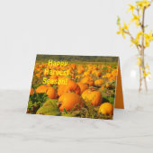 Happy Harvest Season, Pumpkin Patch Scene Greeting Kaart (Gele Bloem)