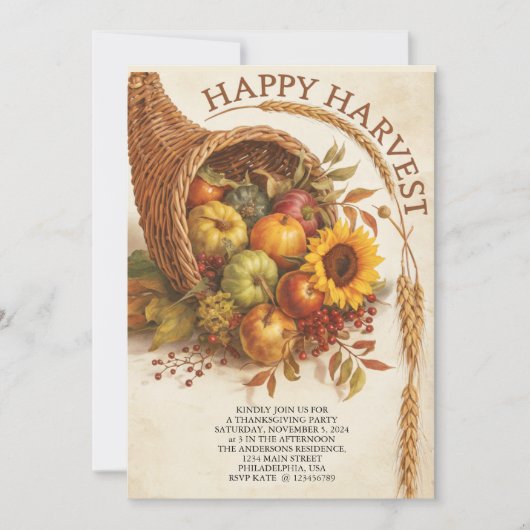 Happy Harvest Thanksgiving Kaart (Voorkant)