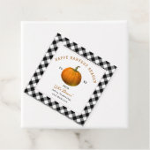 Happy Harvest Thanksgiving Pumpkin Plaid Bedankjes Labels (In situ)