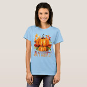 "Happy Harvest" Waterverf Pompoen & Herfst Bladere T-shirt (Voorkant volledig)