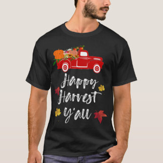 Happy Harvest Y'all rode vrachtwagen Herfst Seizoe T-shirt