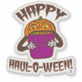 Happy Haul-o-ween Shopping Humor Halloween Cartoon Sticker (Voorkant)