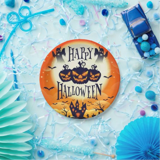 Happy Haunted Halloween Papieren Bordje (Feest)