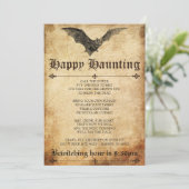 Happy Haunting Bat Halloween Uitnodiging (Staand voorkant)