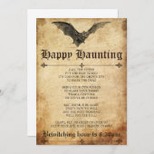 Happy Haunting Bat Halloween Uitnodiging (Voorkant / Achterkant)