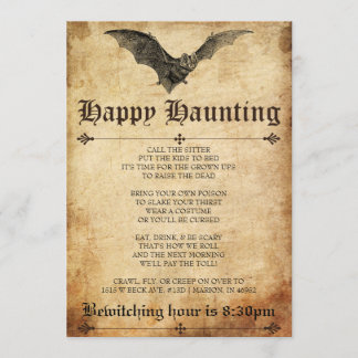 Happy Haunting Bat Halloween Uitnodiging