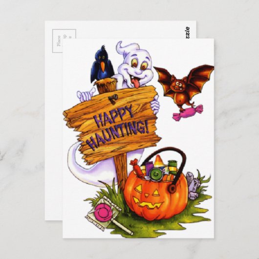Happy Haunting Briefkaart (Voorkant / Achterkant)
