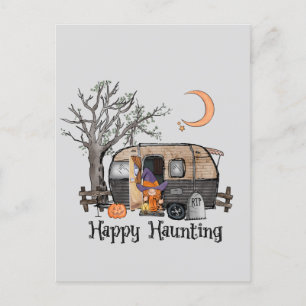 Happy Haunting   Halloween Camper   Spooky Briefkaart