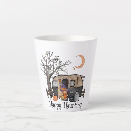 Happy Haunting | Halloween Camper | Spooky Witch Latte Mok (Voorkant)