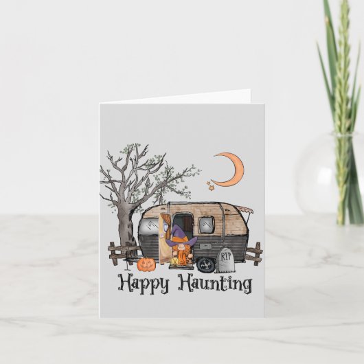 Happy Haunting | Halloween Camper | Spooky Witch Notitiekaartje (Voorkant)