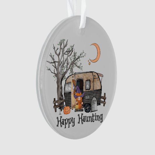 Happy Haunting | Halloween Camper | Spooky Witch Ornament (voorkant)