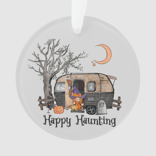 Happy Haunting | Halloween Camper | Spooky Witch Ornament (voorkant)
