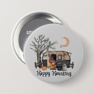 Happy Haunting Halloween Camper Spooky Witch Ronde Button 7,6 Cm