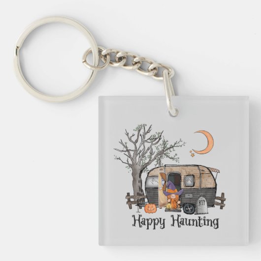 Happy Haunting | Halloween Camper | Spooky Witch Sleutelhanger (Voorkant)