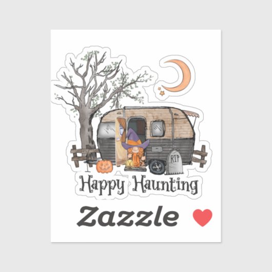 Happy Haunting | Halloween Camper | Spooky Witch Sticker (Vel)