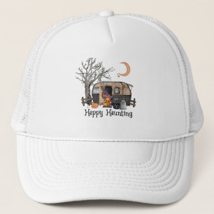 Happy Haunting   Halloween Camper   Spooky Witch Trucker Pet