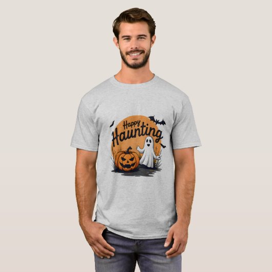 Happy Haunting Halloween Design T-shirt (Voorkant volledig)