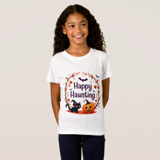 Happy Haunting Halloween Design T-shirt (Voorkant volledig)
