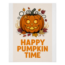 Happy Haunting – Halloween Pumpkin Poster 📝 Opis