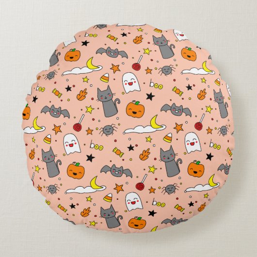 Happy Haunting Halloween Rond Kussen (Voorkant)