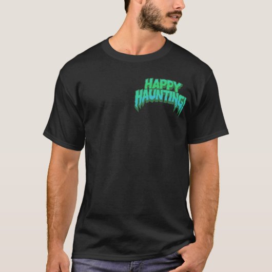 "Happy Haunting" Halloween T-Shirt – Fun & Spooky  (Voorkant)
