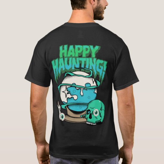 "Happy Haunting" Halloween T-Shirt – Fun & Spooky  (Achterkant)