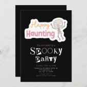 Happy Haunting Moderne Minimalistische Halloween Kaart (Voorkant / Achterkant)