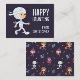 Happy Haunting Mummy Halloween Classroom Kaart Visitekaartje