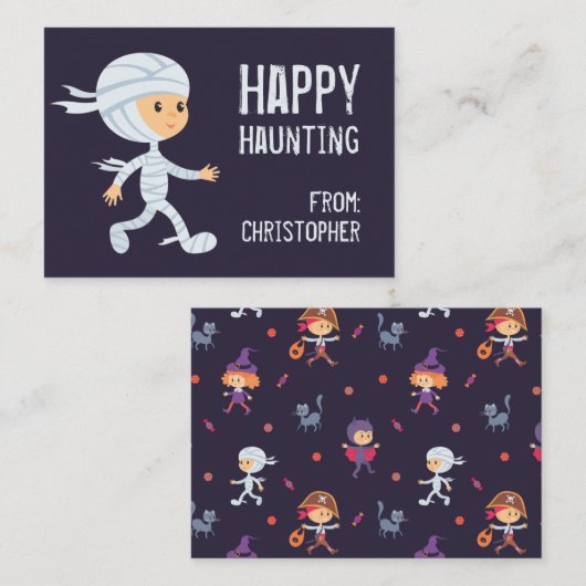 Happy Haunting Mummy Halloween Classroom Kaart Visitekaartje (Voorkant / Achterkant)