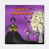 Happy Haunting Reaper Square Magnet (Voorkant)
