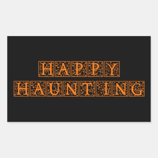 Happy Haunting Rechthoekige Sticker (Voorkant)