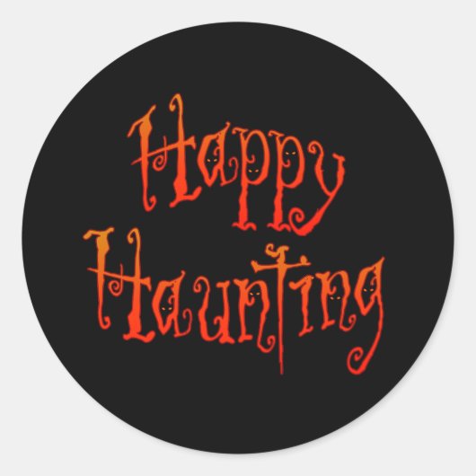 Happy Haunting Ronde Sticker (Voorkant)