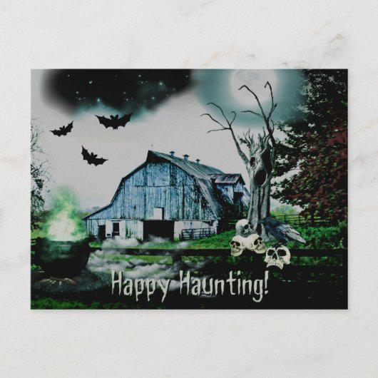 *~* Happy Haunting Skulls HALLOWEEN Briefkaart (Voorkant)