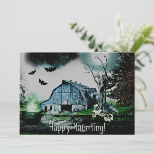 *~* Happy Haunting Skulls HALLOWEEN CARD (Staand voorkant)