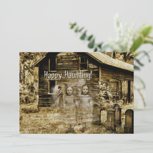 Happy Haunting Spooky Ghosts Kaart (Staand voorkant)