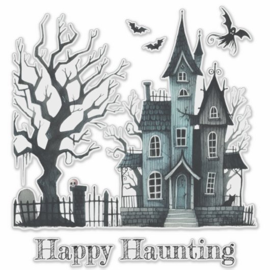 Happy Haunting Sticker (Voorkant)