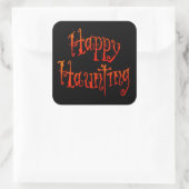Happy Haunting Vierkante Sticker (Tas)