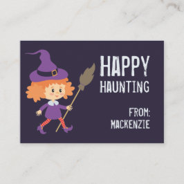 Happy Haunting Witch Halloween Classroom Kaart Visitekaartje