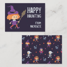 Happy Haunting Witch Halloween Classroom Kaart Visitekaartje