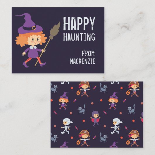 Happy Haunting Witch Halloween Classroom Kaart Visitekaartje (Voorkant / Achterkant)