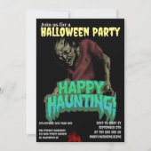 Happy Haunting Zombie Halloween Party Uitnodiging (Voorkant)