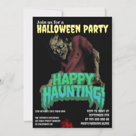 Happy Haunting Zombie Halloween Party Uitnodiging